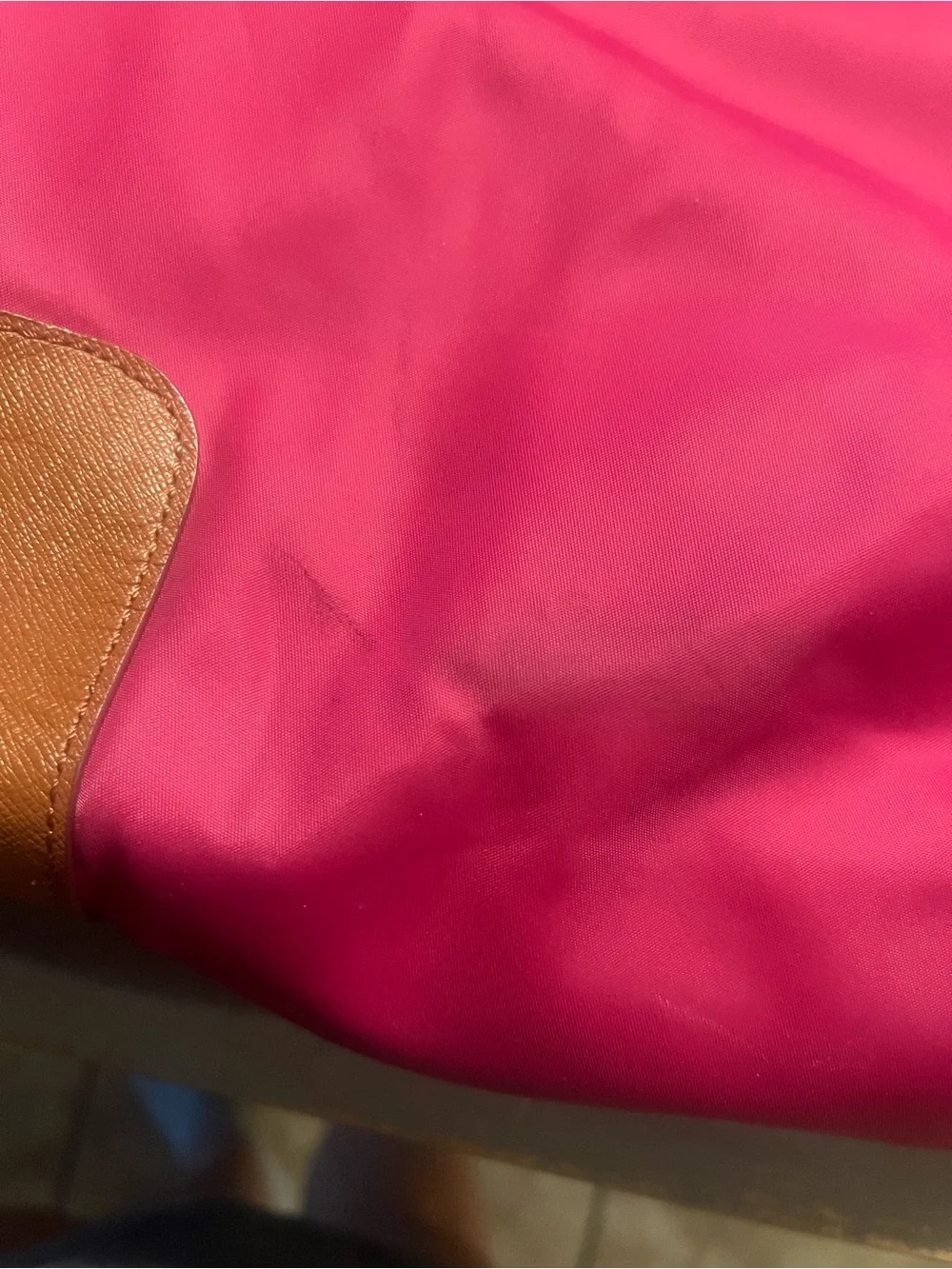 Tory Burch Fuchsia Nylon Tote with Brown Leather Trim